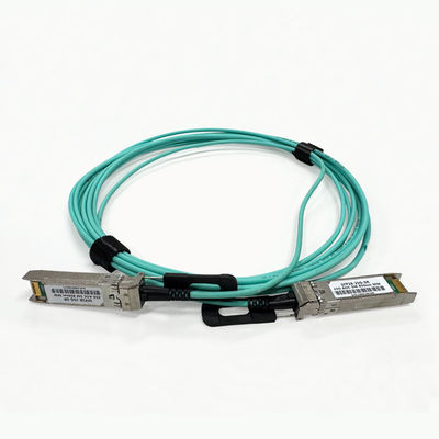 Купить Кабель AOC 25G SFP28 на SFP28 5m передача, OM3 300 aqua 850nm с черным тягом Производство в сети