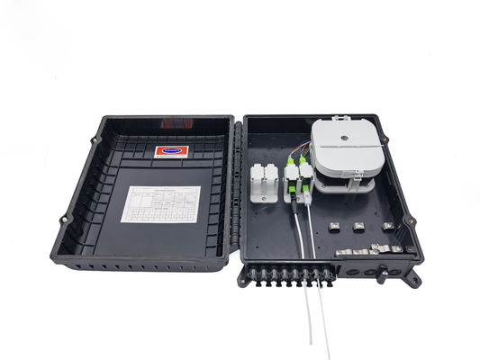 Купить 16Ports Outdoor Optical Distribution Box Black With Sc Adapters Plate For  2x3mm Flat Drop Cable Outlets PC ABS Material Производство в сети