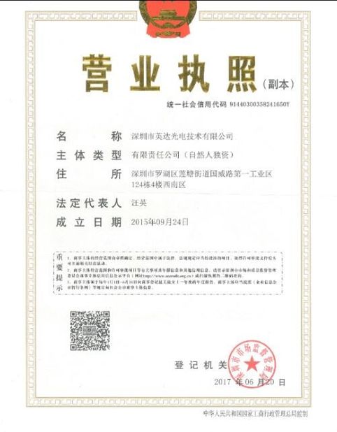 Китай YINGDA TECHNOLOGY LIMITED Сертификаты